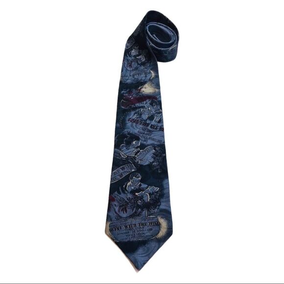 Vintage Gone With The Wind Silk Tie Movie Memorabilia Collectible Blue - Picture 2 of 11